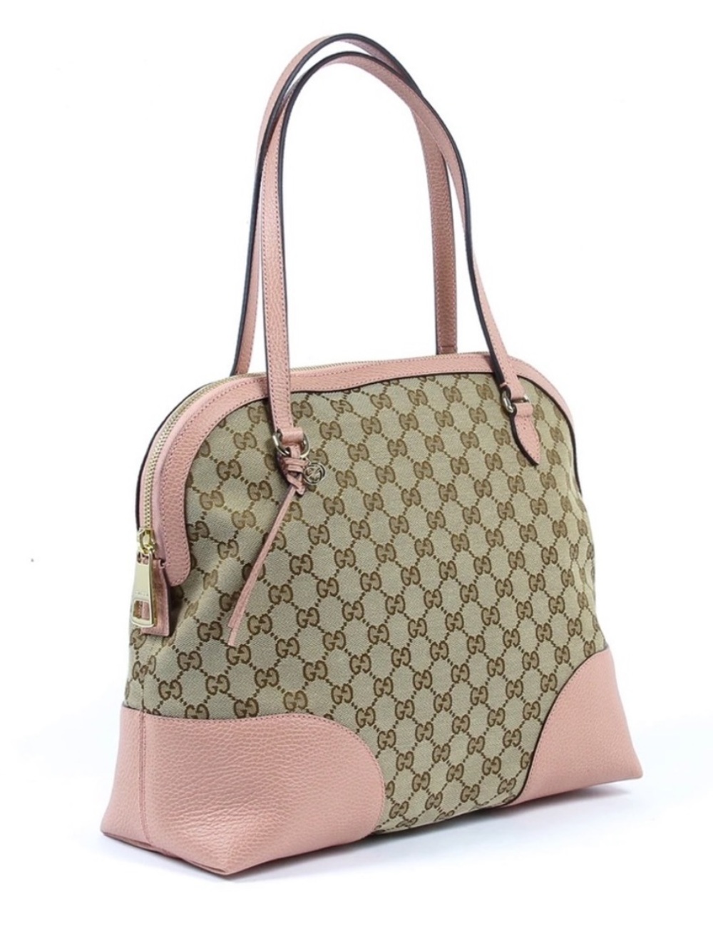 Gucci Large Bree Canvas Tote with Pink Leather Trim